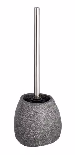Wenko WC-set Pion met toiletborstel, keramiek, grijs, B: 12,5 cm, D: 38,5 cm, H: 12 cm