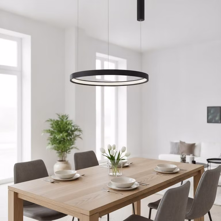 Lyora Ronde hanglamp Perrine zwart Ø 60cm