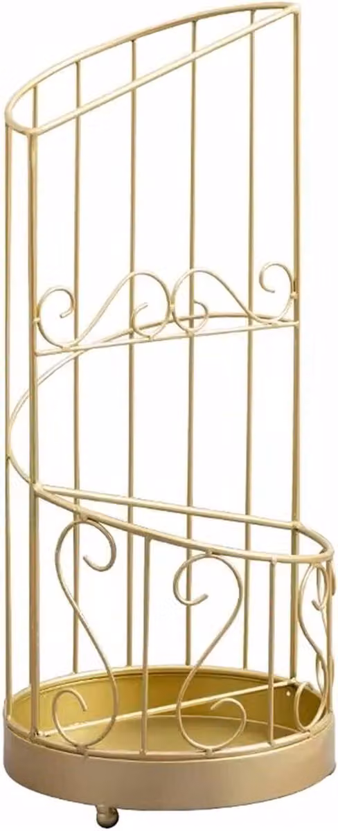 Gouden metalen parapluhouder met dubbellaags ontwerp voor het organiseren van je entree, 20 x 20 x 60 cm