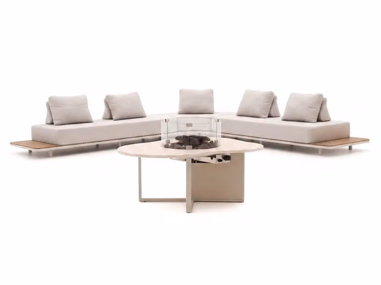 Bellagio Hoek loungeset voor 5 personen met beige kussens en aluminium onderstel