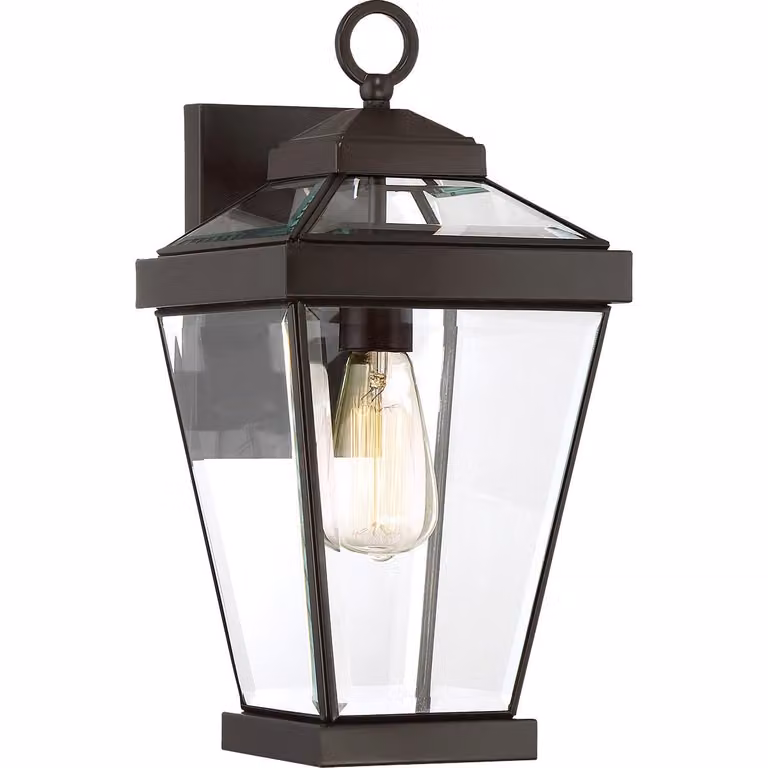 Landelijke wandlamp Charlson Franssen in brons en zwart met transparant glas