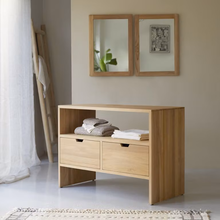 Tikamoon Kwarto Opbergmeubel in Massief Teak - Bruin - Breedte: 110 cm