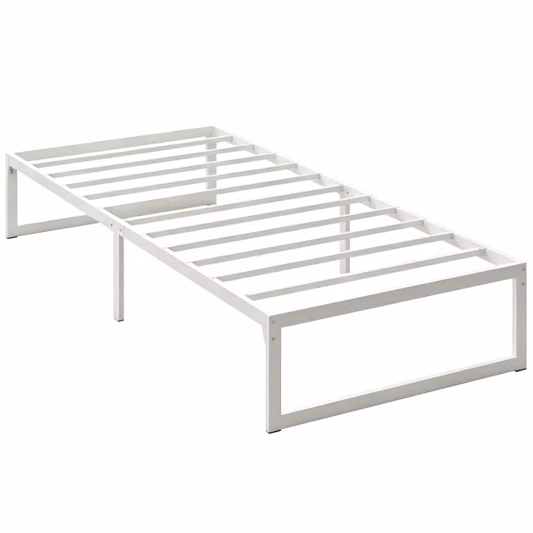 HOMCOM Bedframe met opbergruimte en lattenbodem, Wit, B/D: 90 x 200 cm, Hoogte: 32,5 cm