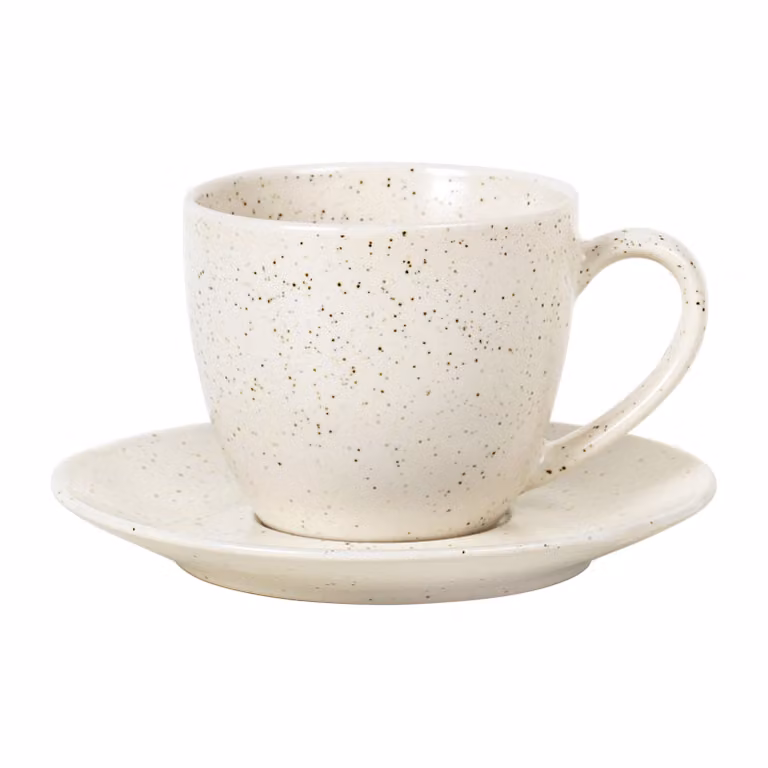 Broste Copenhagen Nordic Vanilla koffiekop met schotel 15 cl Cream with grains
