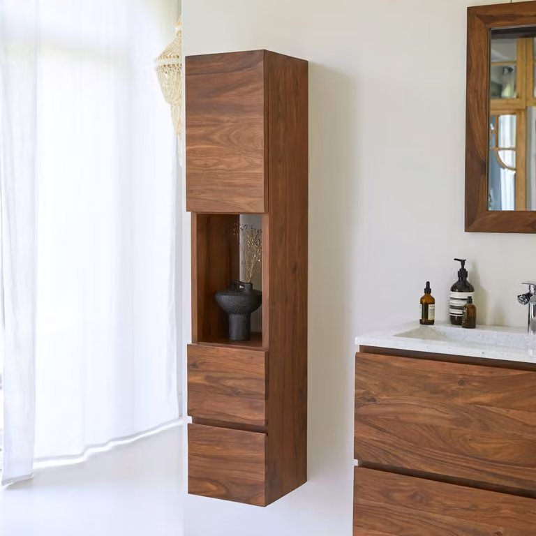 Tikamoon Nova Kolomkast van massief palissander - Bruin - Sheesham - H: 147 cm, B: 30 cm, D: 30 cm