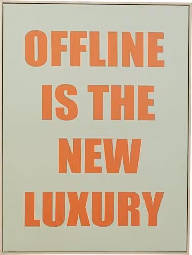 Kare Design New Luxury muurafbeelding, groen/oranje, abstracte typografie, H 80 x B 60 cm