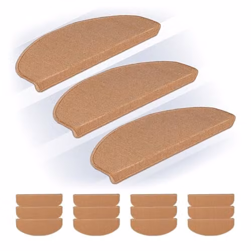 Relaxdays Trapmatten halve maantjes, set van 15, beige, zelfklevend en antislip