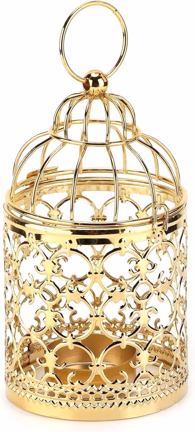 Gouden Vogelkooi Kaarsenhouder in Retro Europese Stijl - Decoratieve Lantern voor Tealights voor in Huis en Tuin