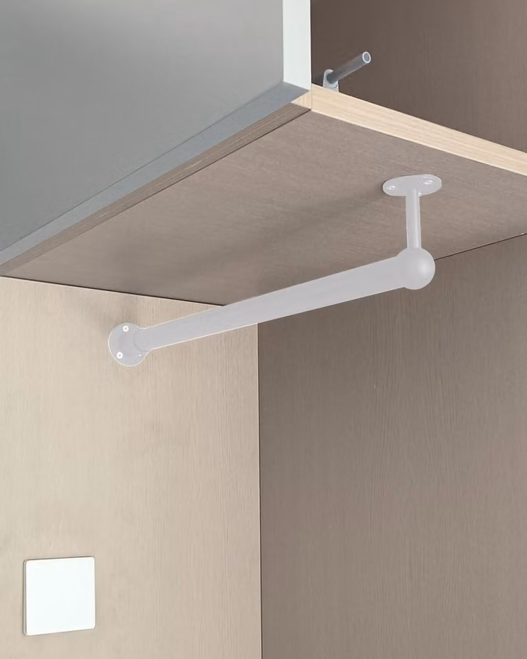 Wit L-vormig kledingrek met stangbeugel voor in de slaapkamer of badkamer - 60 cm