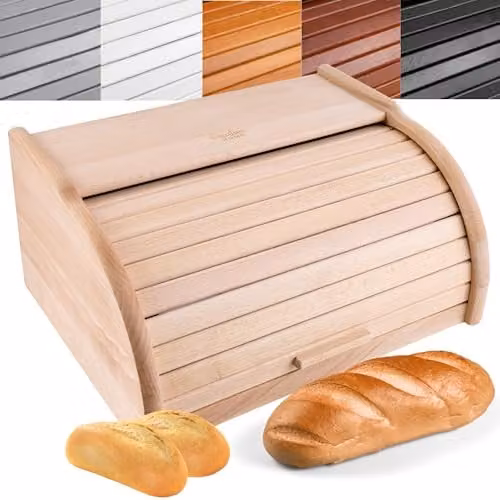Creative Home Houten Broodtrommel | Natuurlijk Beukenhout | B/D/H: 40 x 27,5 x 18,5 cm