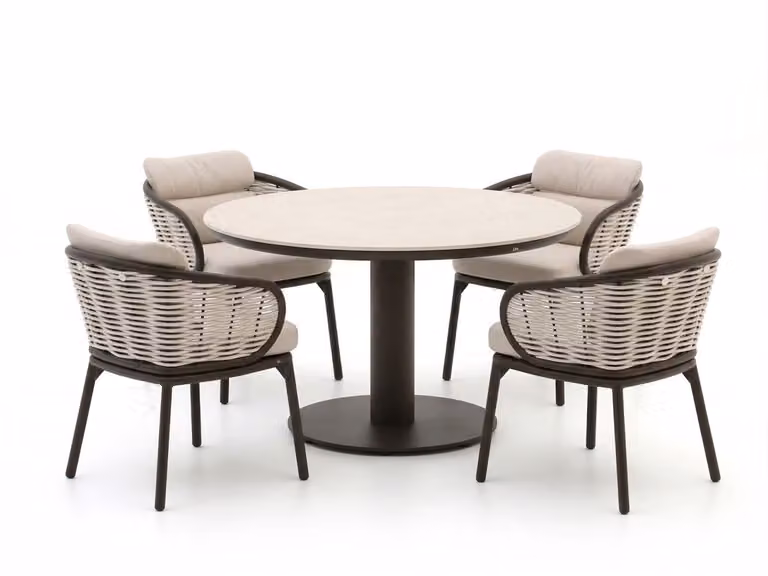 Diningset Apple Bee Tuinset voor 4 personen met Sintered Stone en Aluminium in Beige
