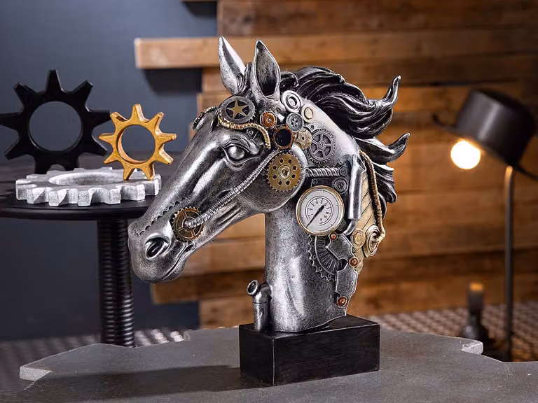 home24 Sculptuur Steampunk Horse Zilver B: 29 cm, D: 34 cm, H: 8 cm