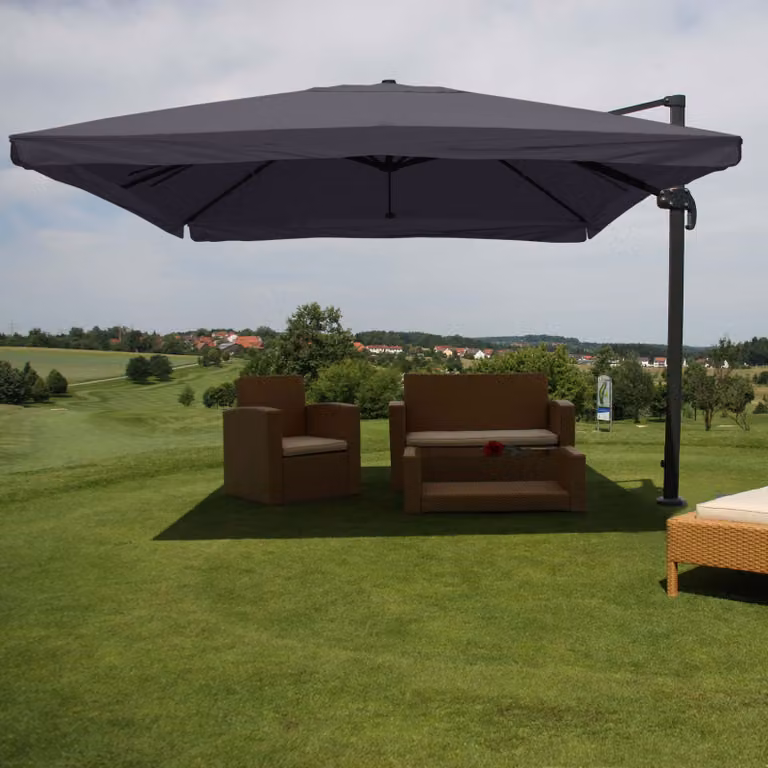 Mendler Gastronomie-scherm met pergola model HWC-A96, antracietkleurig, 3x4 meter (diameter 5 meter)