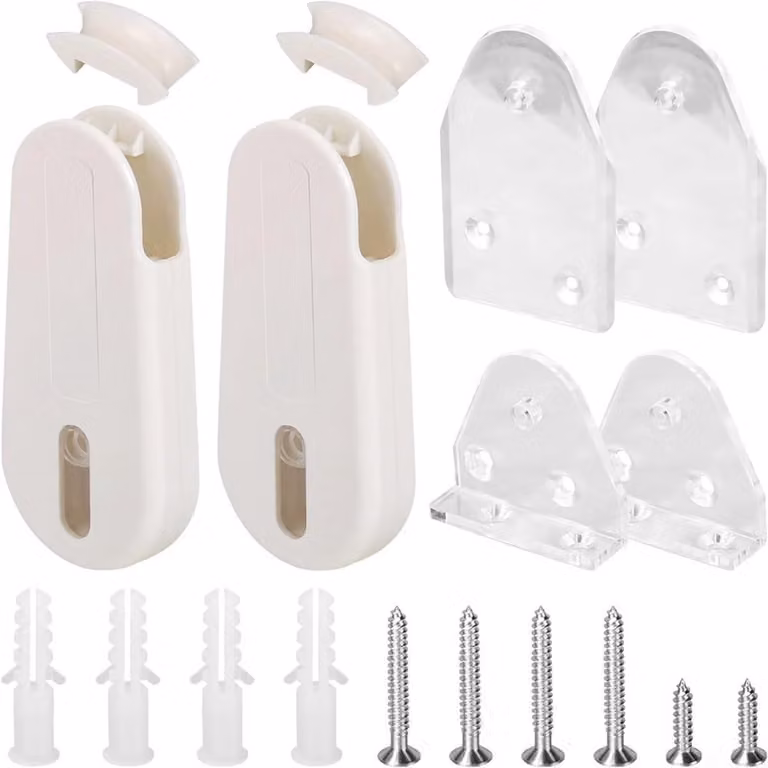 Set van 2 wit gordijn koord spanners voor veilige installatie zonder boren