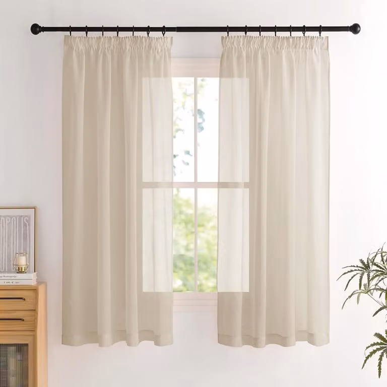 Transparante raamgordijnen voor woonkamer en slaapkamer, Breedte: 140 cm, Hoogte: 160 cm