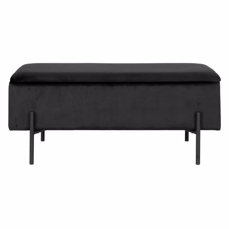 Nest of Nora Halbank Yorra bijzettafels met opbergruimte, zwart fluweel, B: 95 cm, D: 36,5 cm, H: 43 cm