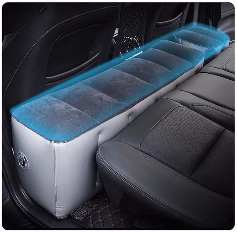 Zwart Opblaasbaar Matras voor in de Auto met Vlak Ligvlak, 130 cm Lengte