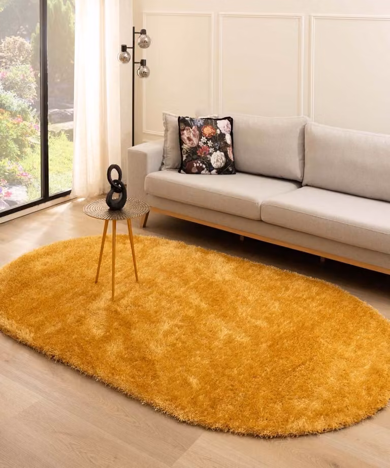 Posh Velvet ovaal vloerkleed - Goud - 150 x 240 cm