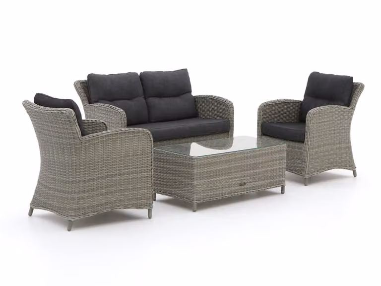 Intenso Furniture Loungeset voor 4 personen, Grijs Polyrattan met Kussens