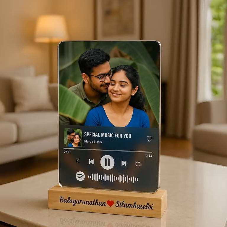 Persoonlijke Acryl Muziek Plaque met Foto en Tekst - Multicolor - 15 x 21 cm