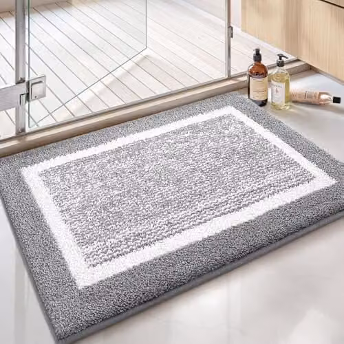 COLOR&GEOMETRY Zachte microvezel badmat, antislip en waterabsorberend, grijs, 60 x 90 cm