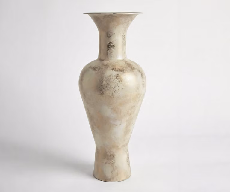 DELIFE Vaas Medora Handgemaakt Metaal Alabaster Gold B: 27 cm, D: 27 cm, H: 71 cm