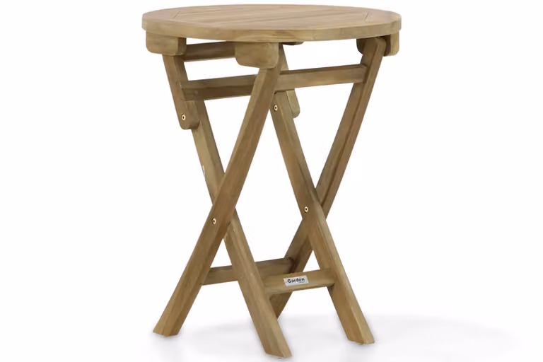 Garden Collections Derby inklapbare ronde tuintafel van teak, bruin, Breedte: 60 cm