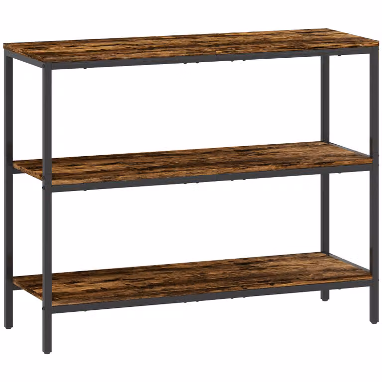 HOMCOM Console Tafel met 3 Niveaus, Lichtbruin, B/D/H: 101 x 35 x 80 cm