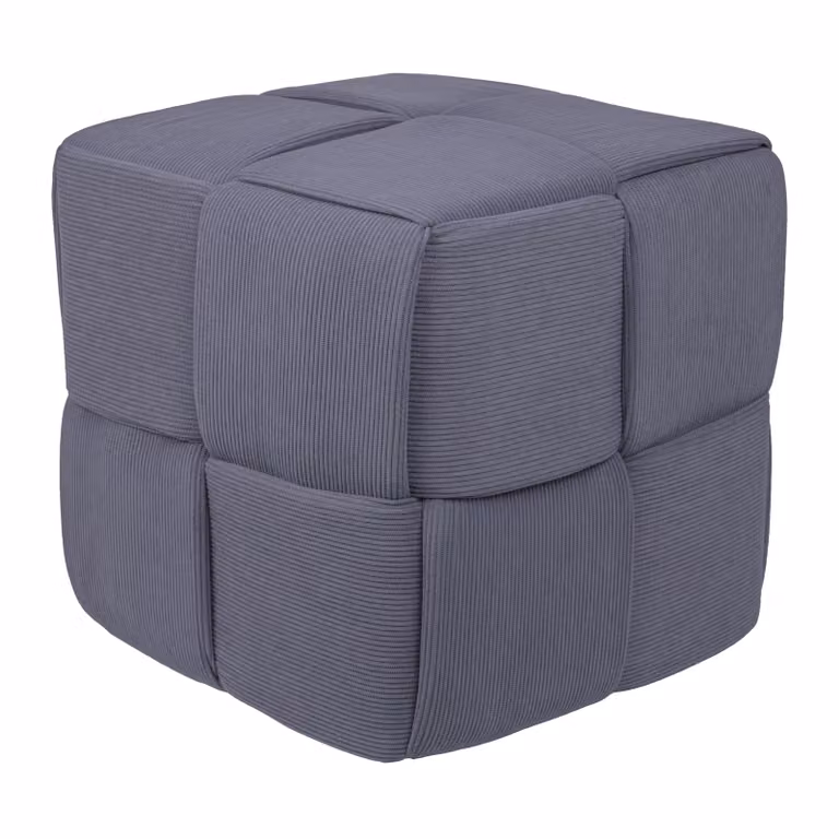 QUVIO Vierkante poef Corduroy Grijs B/D/H: 35 x 35 x 35 cm