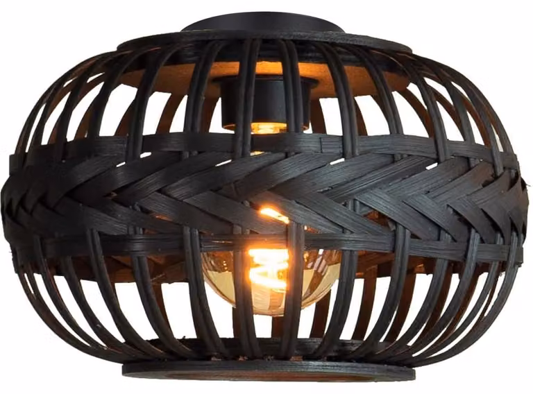 Eglo Towcester Plafoniere Zwart en Hout - E27 - Ø 38 cm