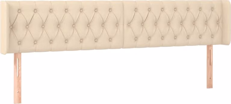 vidaXL Hoofdbord met randen in crèmekleurige stof, B/D/H: 203 x 16 x 78/88 cm