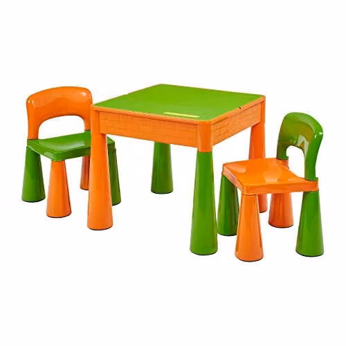 Liberty House Toys 5 in 1 multifunctionele activiteitentafel met 2 stoelen, groen/oranje