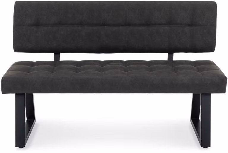 Eetkamerbank KORSI met vintage leerlook – Zwart