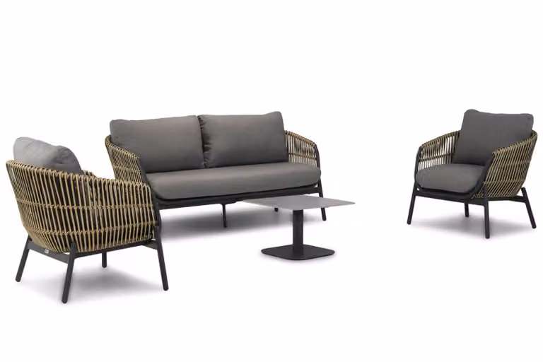 Coco 4-delige loungeset met aluminium frame en grijze kussens