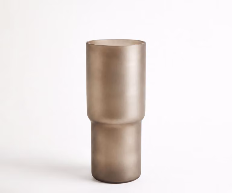 Delife Columna Mondgeblazen Glas Vaas, Opal, B: 18 cm, D: 18 cm, H: 40 cm