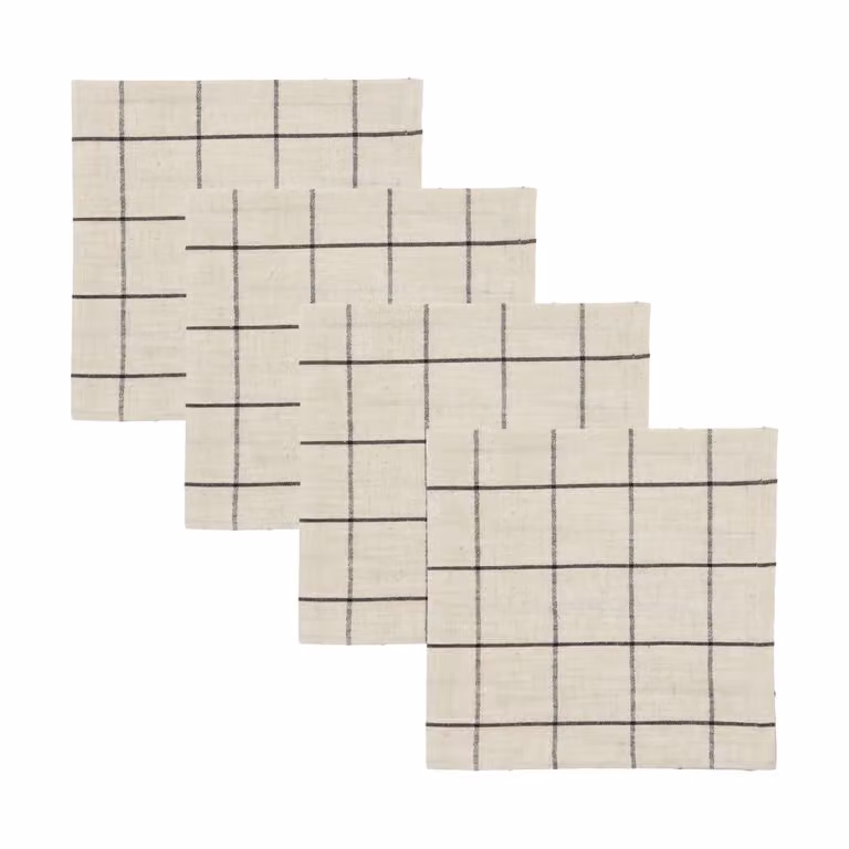 House Doctor Join katoenen servetten 4-pack zwart-wit ruitpatroon 40 x 40 cm