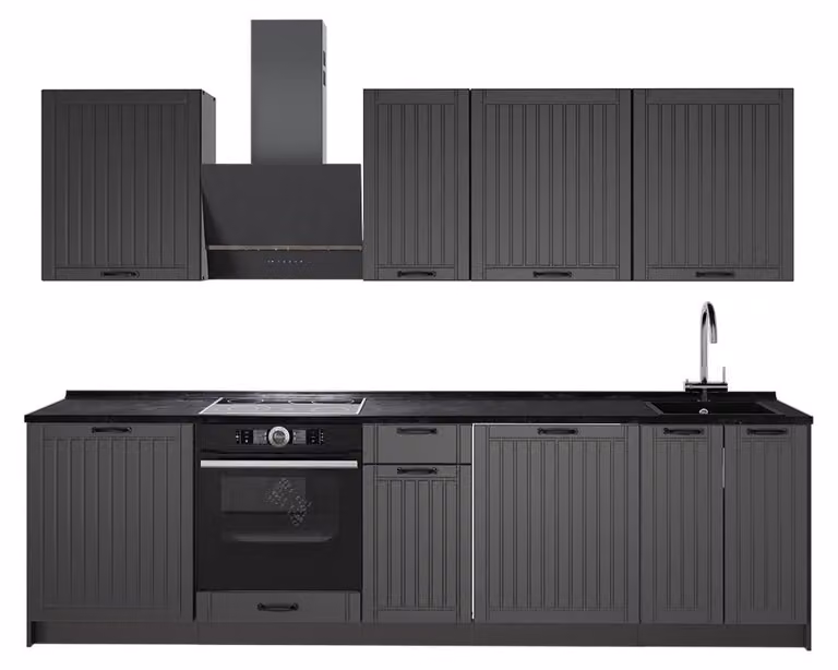 Vicco Fame-Line Keukeneenheid Model 64156 Donkergrijs/Antraciet 280 cm zonder werkblad