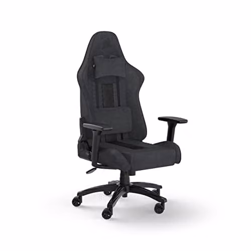 Corsair TC100 Relaxed gamingstoel met traagschuim nekkussen en afneembaar lendenkussen, grijs en zwart