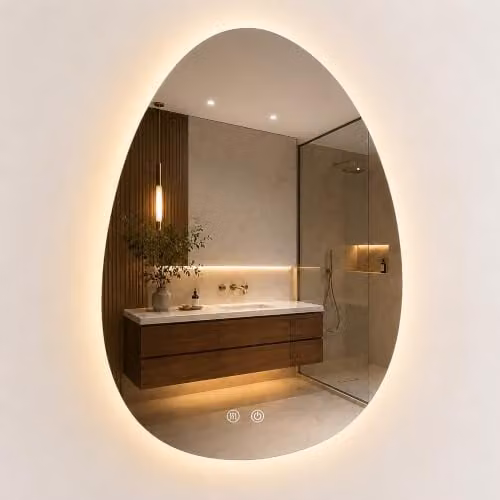 Relaxdays Badkamerspiegel Kiezel, LED-spiegel met dimfunctie en anti-condens, B: 75 cm, H: 52 cm