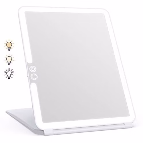 WEILY Make-upspiegel met verlichting, USB-oplaadbaar, 3 kleuren en touchscreen, wit