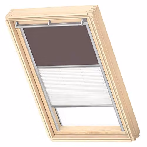 VELUX Verduisterend Rolgordijn Plissé, Taupe met Grijze Geleiders, SK06