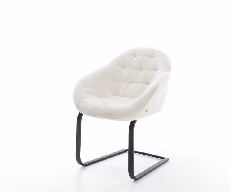 DELIFE Gaio-Flex Sledemodel Stoel met Bouclé Bekleding in Beige en Zwart