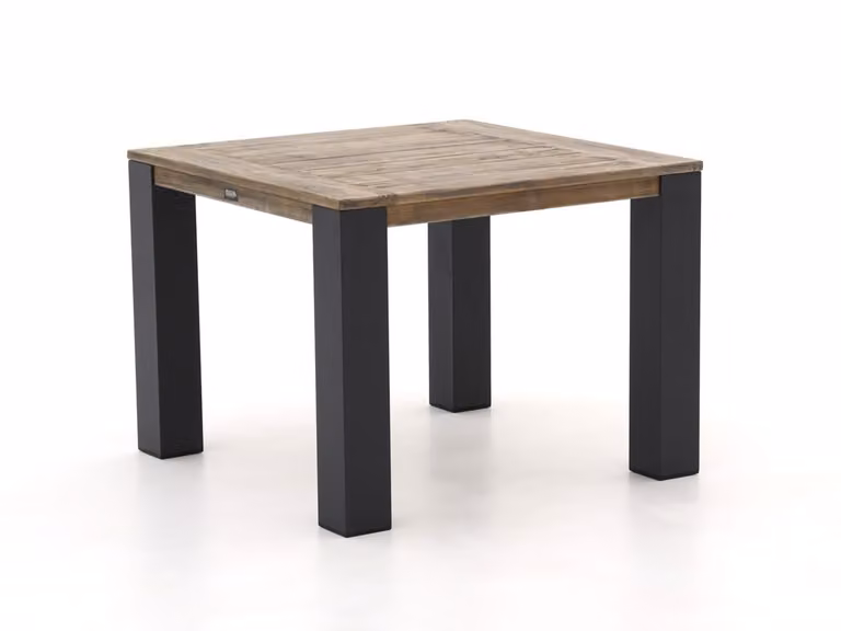 ROUGH Furniture Vierkante Teakhouten Tuin eettafel - Bruin/Grijs - 100 x 100 cm