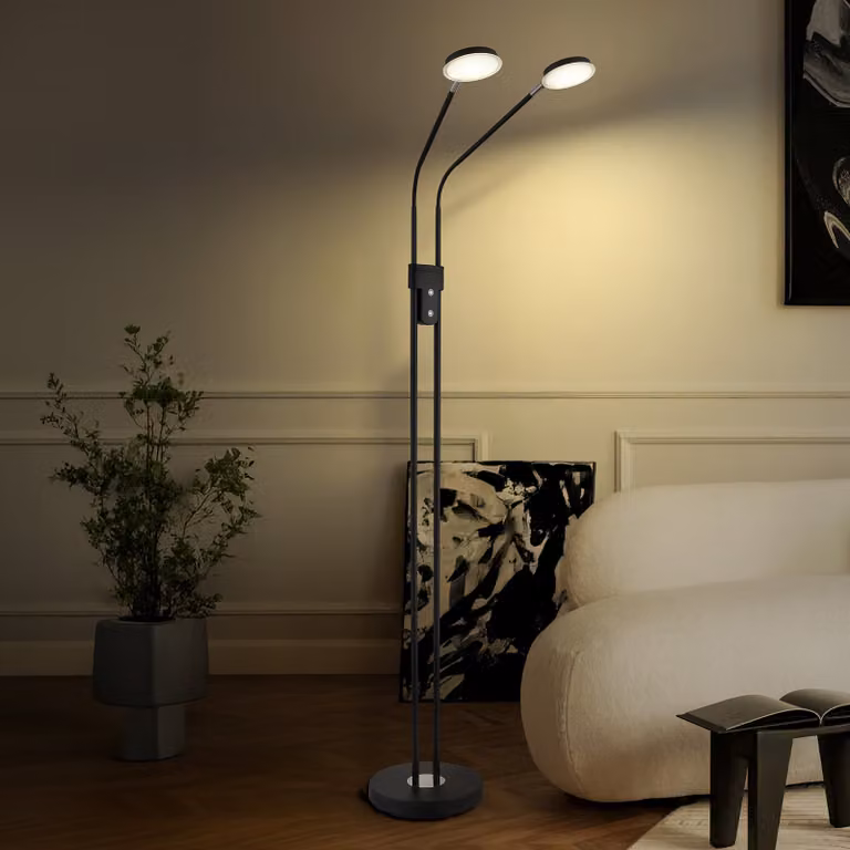 Globo Silvio Vloerlamp zwart met LED en dimfunctie B: 25 cm, H: 173 cm, D: 55 cm