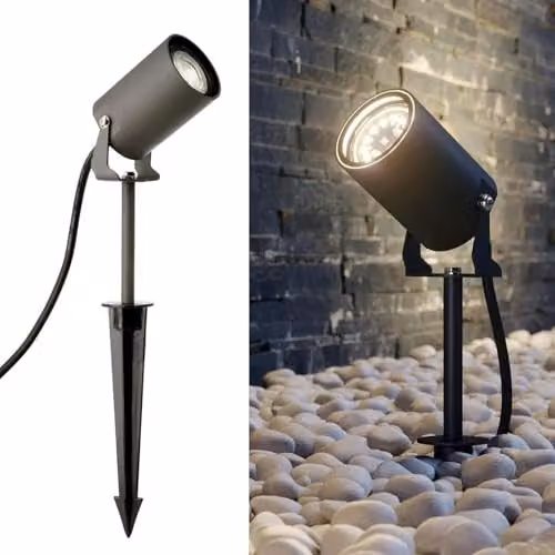 Planetitaly Spiky grondlamp grijs/zwart met GU10 fitting en dimbare optie