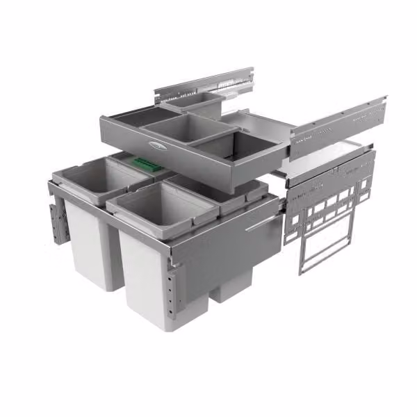 Naber Cox Base 1T 600-4 Vuilnisbak met basisplaat, lichtgrijs, Hoogte: 46 cm