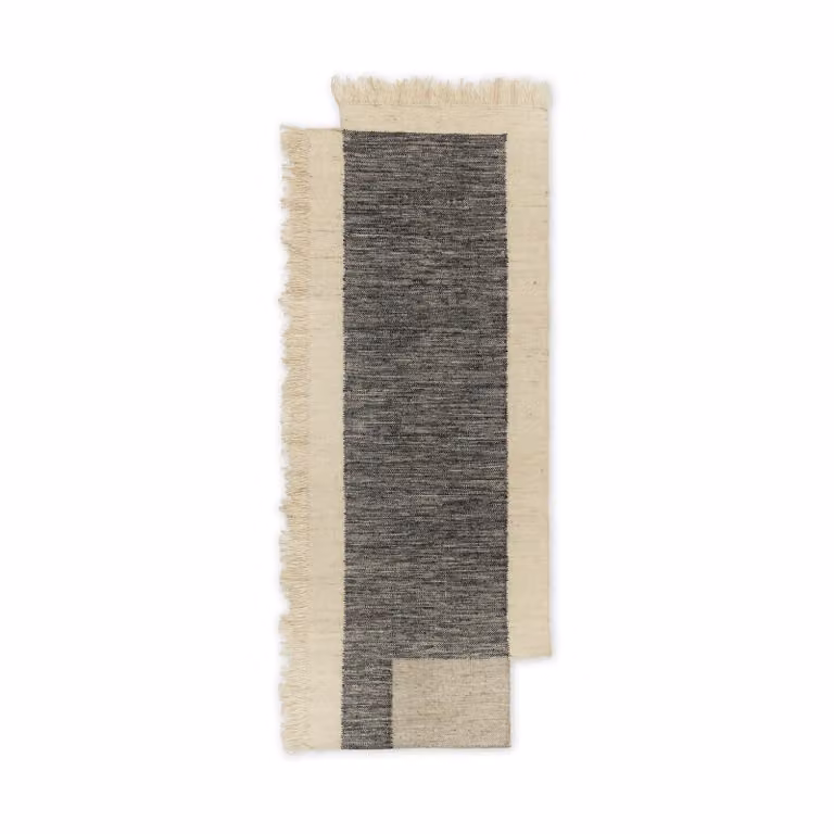Ferm Living Counter Gangloper Vloerkleed van Wol in Houtskool-gebroken wit, 80 x 200 cm