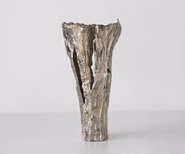 DELIFE Vaas Cortana Handgemaakt Aluminium Platina B: 31 cm, D: 22 cm, H: 63 cm
