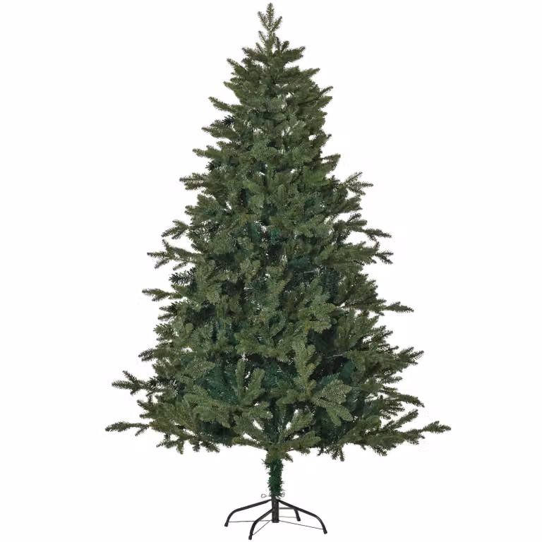 HOMCOM Kunstkerstboom Dennenboom van PVC en PE met Metaalonderstel, Hoogte: 1,8 m, Diameter: 90 cm
