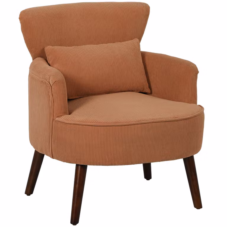 HOMCOM Moderne Accentstoel met Zachte Bekleding en Lendekussen, Oranje, B/D/H: 69 x 69,5 x 78 cm